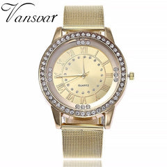 Dropshipping Women Rhinestone Watch Fashion Casual Women Silver & Rose Gold Mesh Wristwatches Gift Clock Relogio Feminino Hot