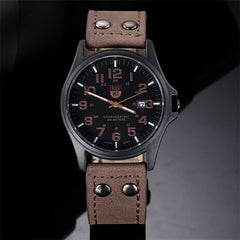 Vintage Classic Watches Mens Daily Waterproof Date Leather Strap Sport Quartz Army Watch Casual wristwatches Relogio Masculino