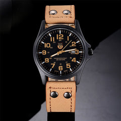 Vintage Classic Watches Mens Daily Waterproof Date Leather Strap Sport Quartz Army Watch Casual wristwatches Relogio Masculino